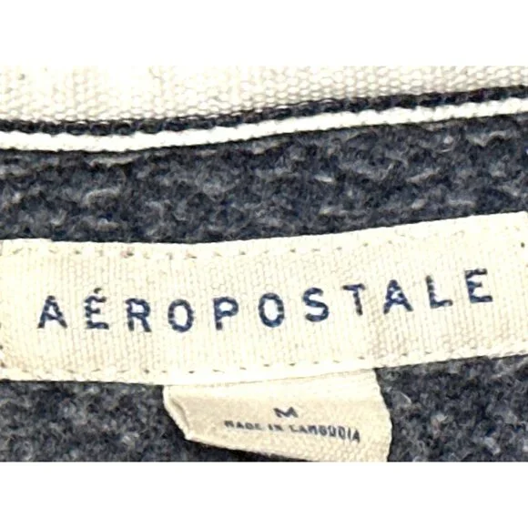 Aeropostale 87 Navy Blue Full  Zip Hoodie Drawstring Hood Front Pockets Medium - Picture 5 of 10